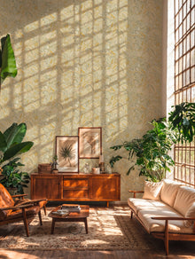 Batik Leaf Gold & Cream Cuba II Wallpaper by A S Creation — roomshot 1