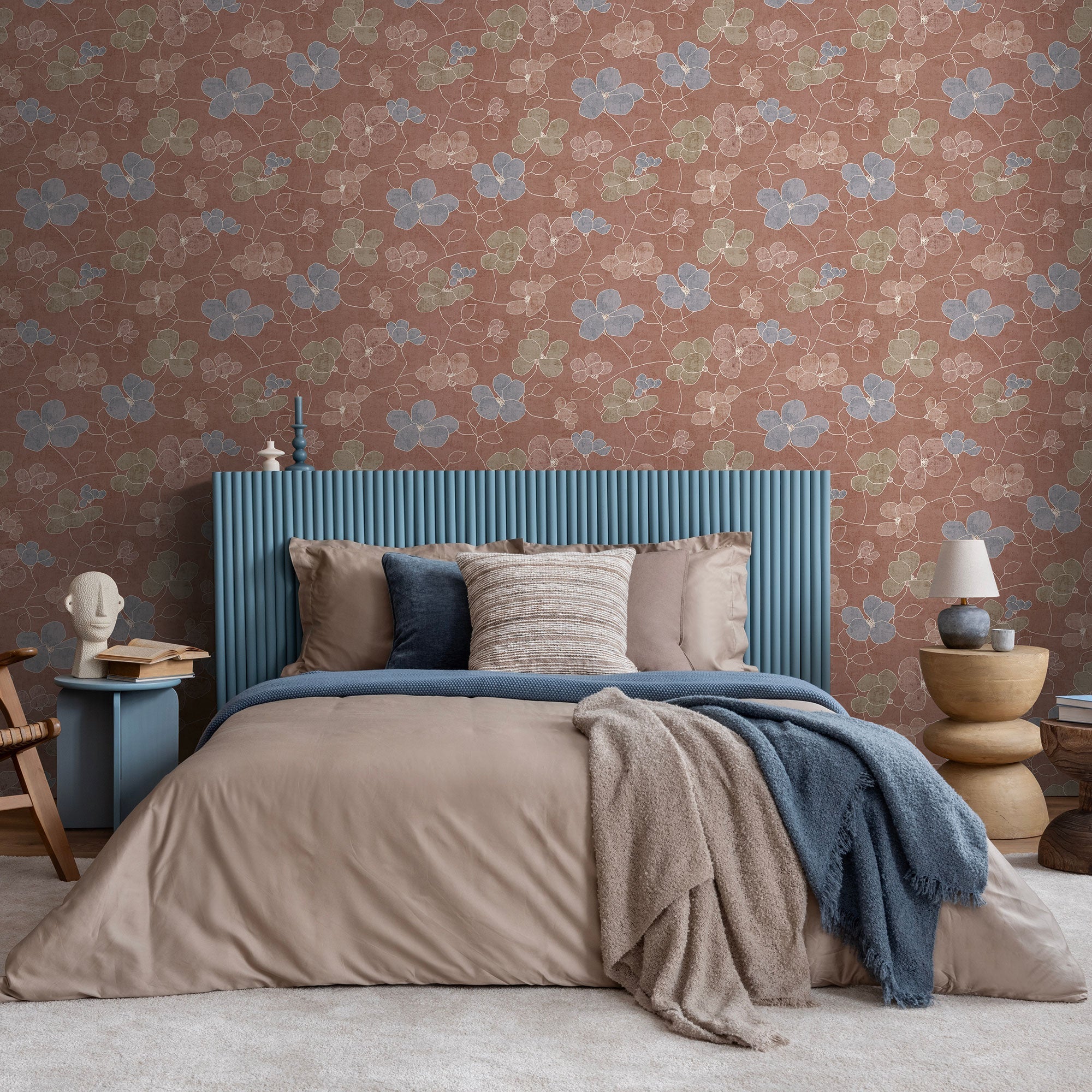 791471 Floral Blue Wallpaper by A S Creation