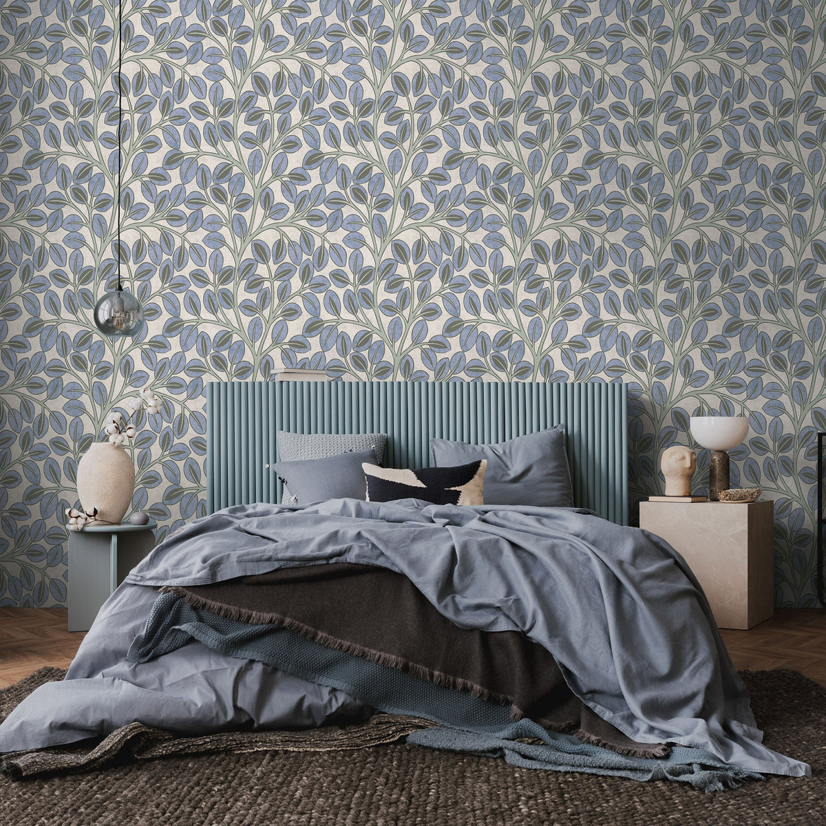 Floral Blue Nordic Feeling Wallpaper by A S Creation