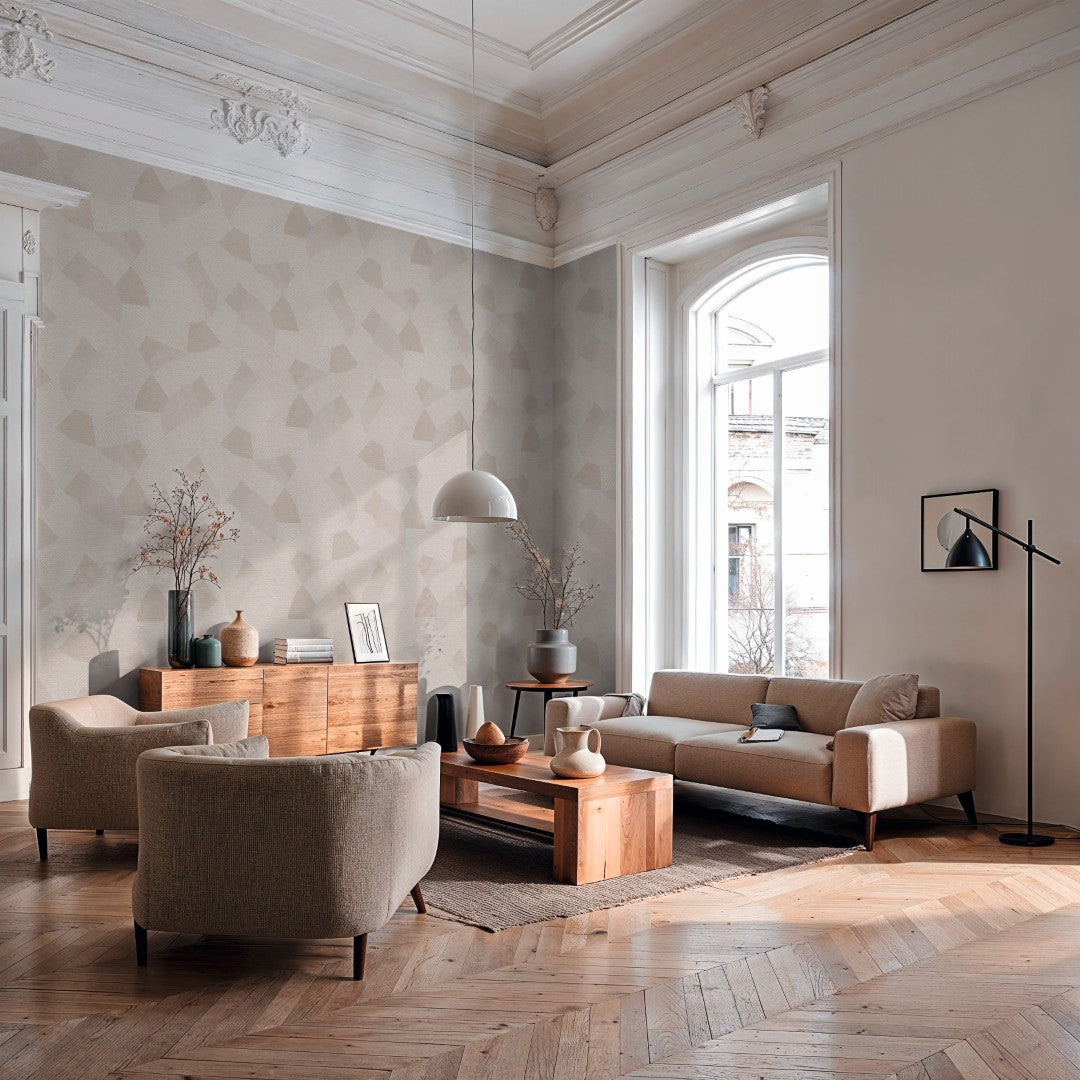 Linear Fan Pale Grey Cuba II Wallpaper by A S Creation — roomshot 1