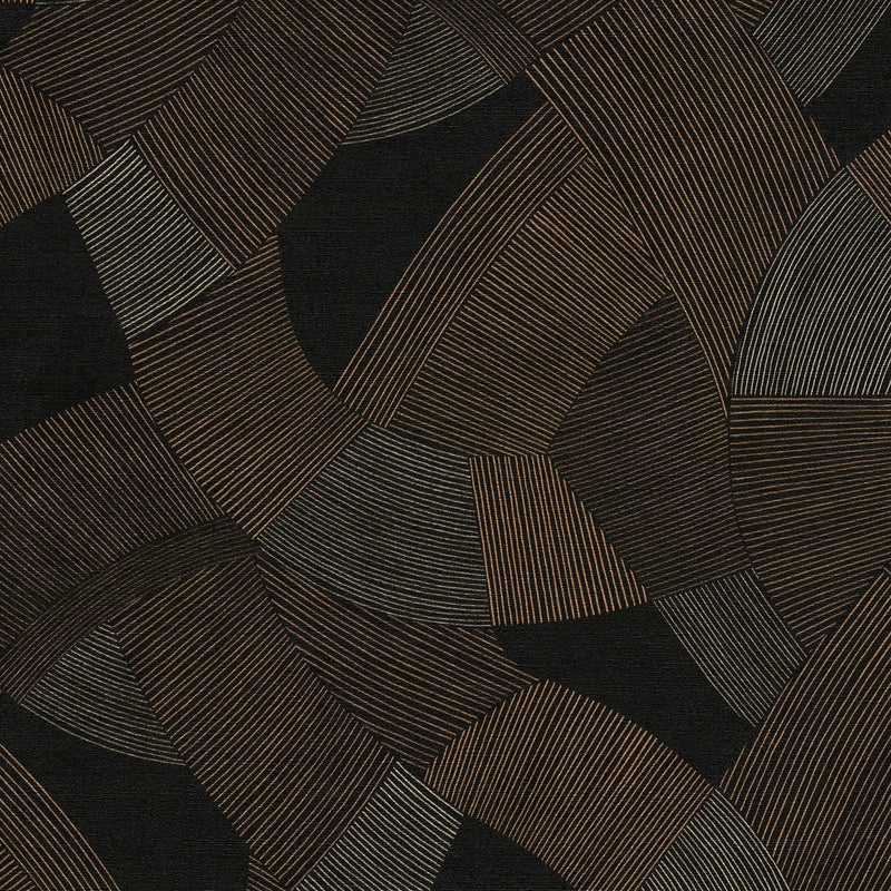 Linear Fan Black & Bronze Cuba II Wallpaper by A S Creation — flat