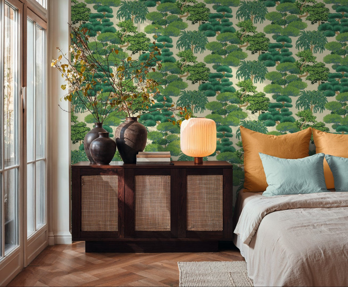Bonsai Grove Emerald Cuba II Wallpaper by A S Creation — roomshot 3