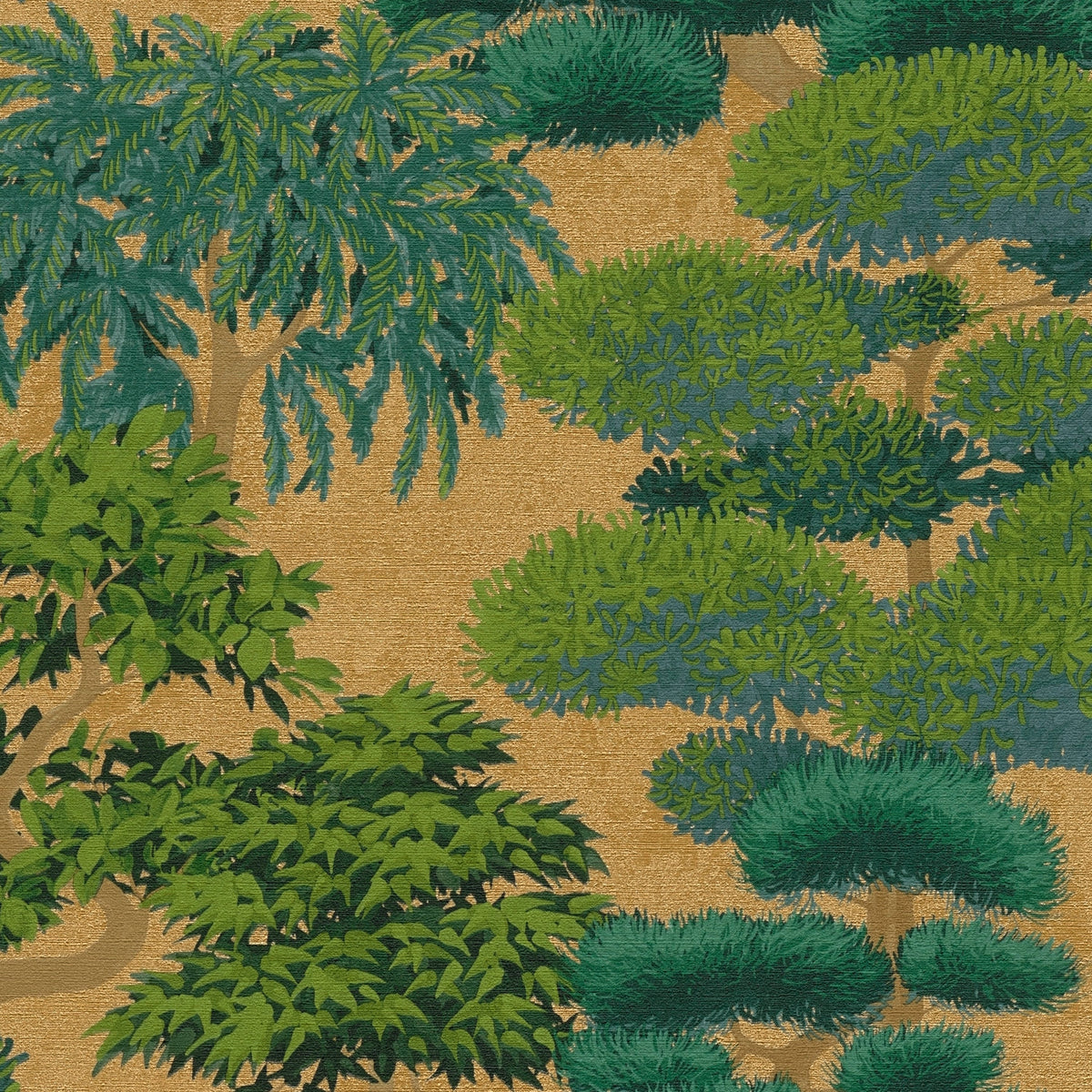 Bonsai Grove Green & Gold Cuba II Wallpaper by A S Creation — flat