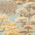 Bonsai Grove Ochre & Blue Cuba II Wallpaper by A S Creation