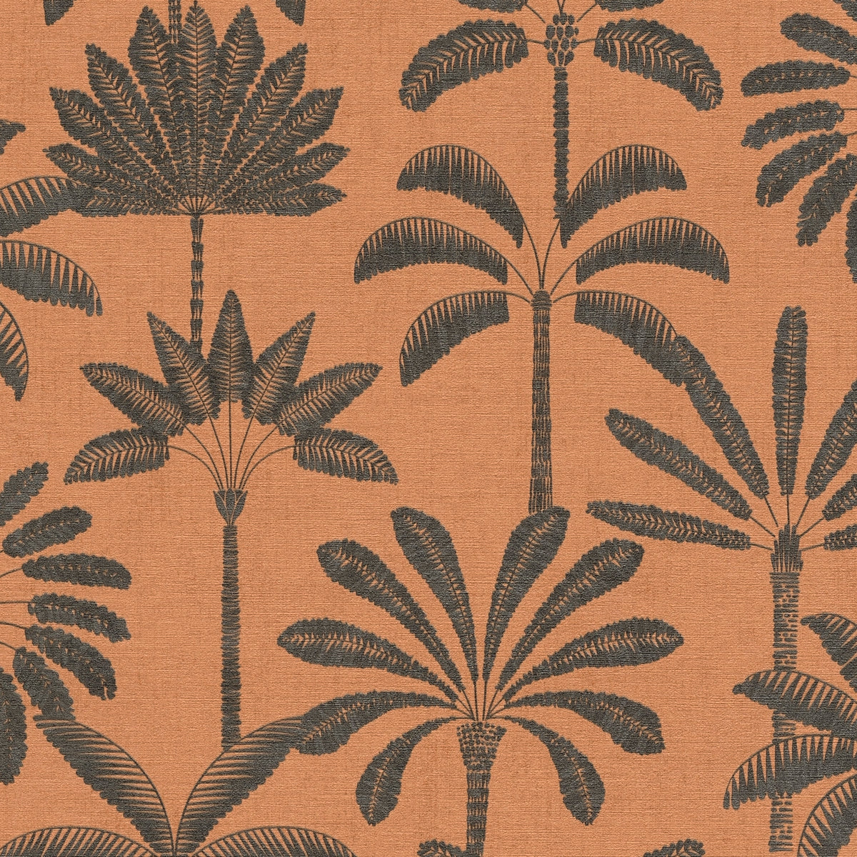 Fan Palm Coral & Black Cuba II Wallpaper by A S Creation — flat