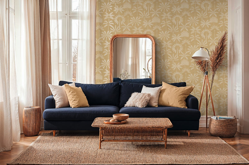 Fan Palm Ochre & Cream Cuba II Wallpaper by A S Creation — roomshot 1