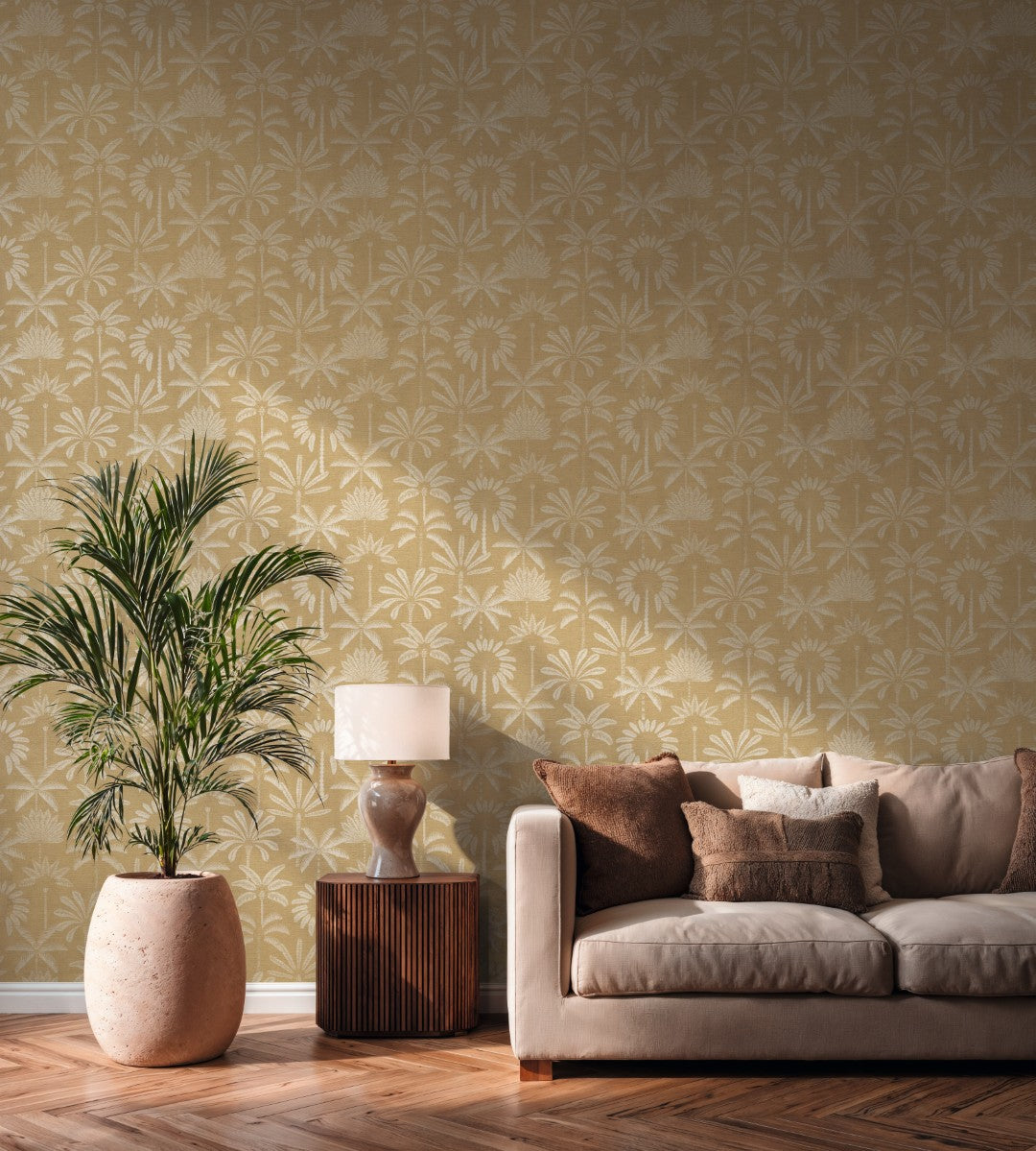 Fan Palm Ochre & Cream Cuba II Wallpaper by A S Creation — roomshot 2
