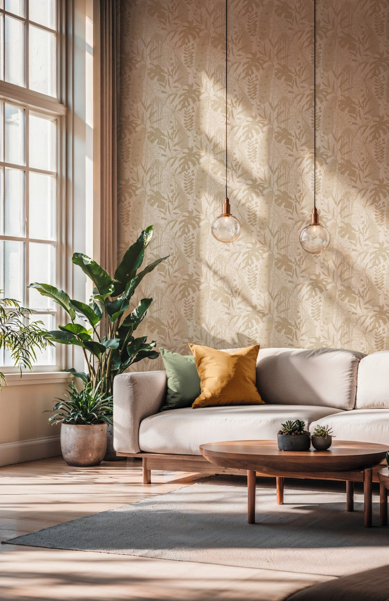 Monstera Leaf Natural Cuba II Wallpaper by A S Creation — roomshot 1