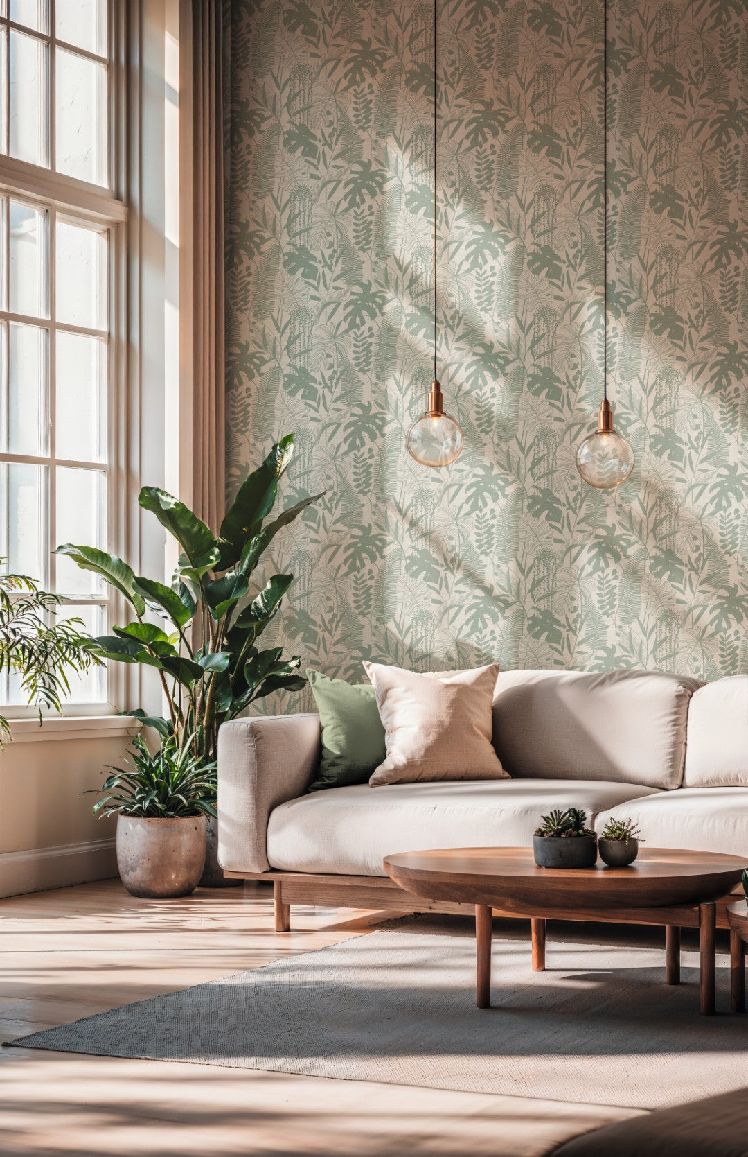 Monstera Leaf Soft Teal Cuba II Wallpaper by A S Creation — roomshot 1