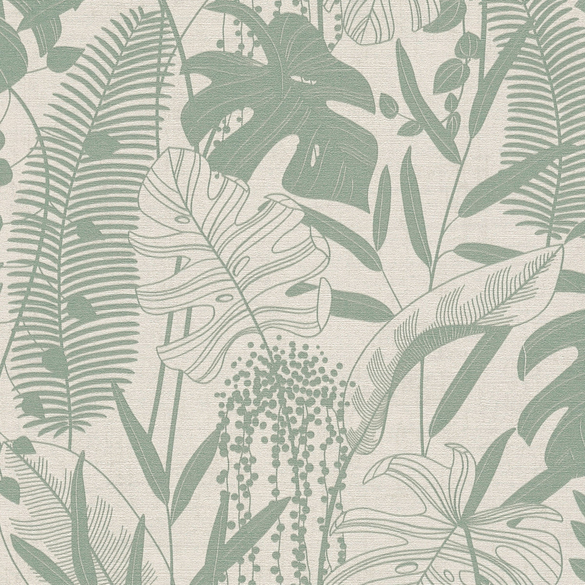 Monstera Leaf Soft Teal Cuba II Wallpaper by A S Creation — flat