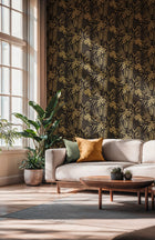 Monstera Leaf Black & Gold Cuba II Wallpaper by A S Creation — roomshot 1