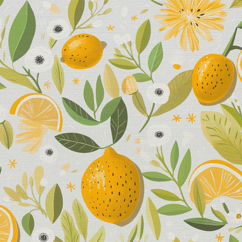 791691 Floral Grey Yellow Wallpaper by A S Creation