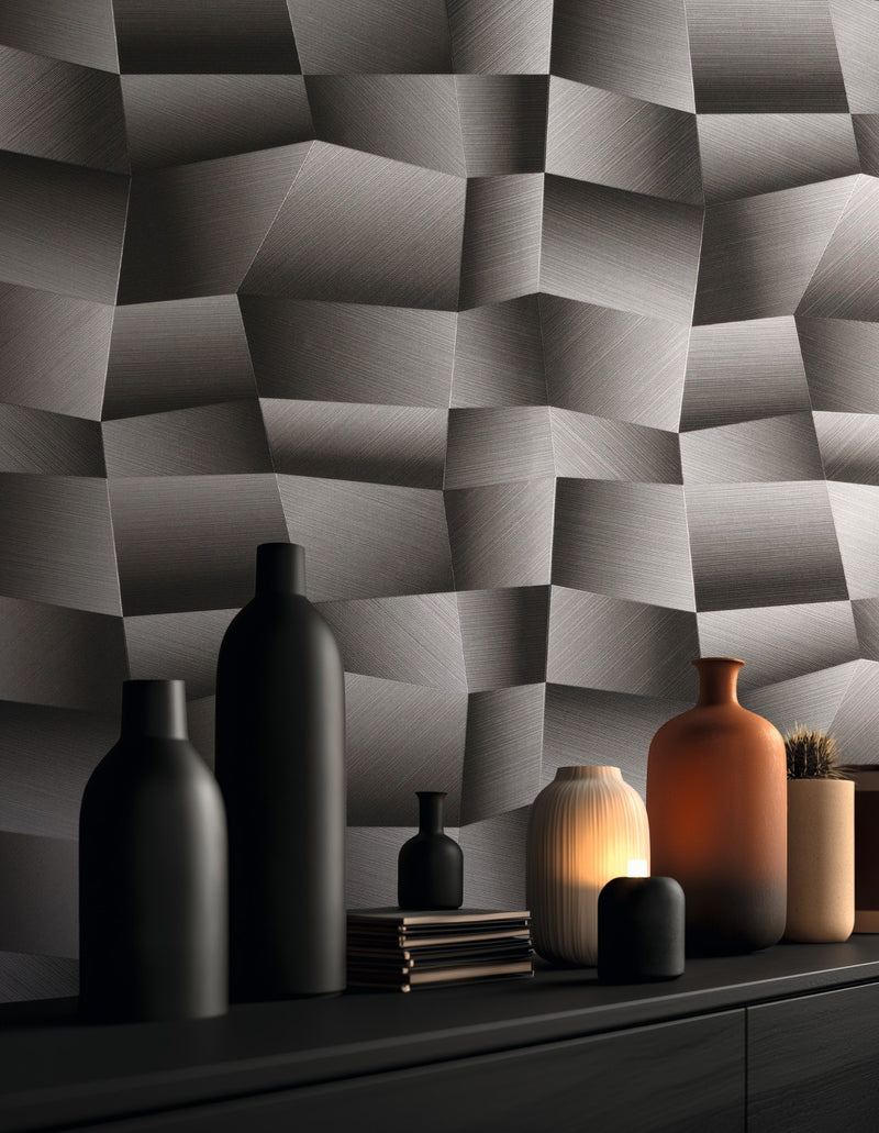 AS791975 Graphical Metallic Grey Vibes & Styles Wallpaper by A S Creation