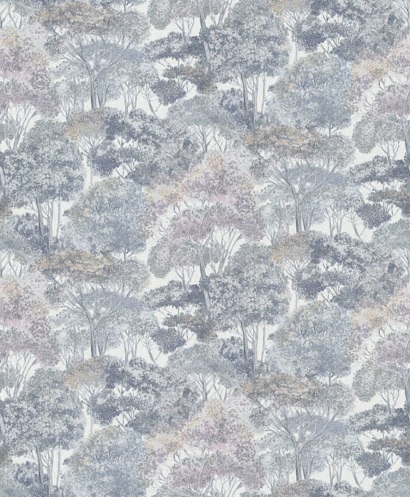 Woodland Blue / Grey The Trend Spectrum Wallpaper by A S Creation - repeat