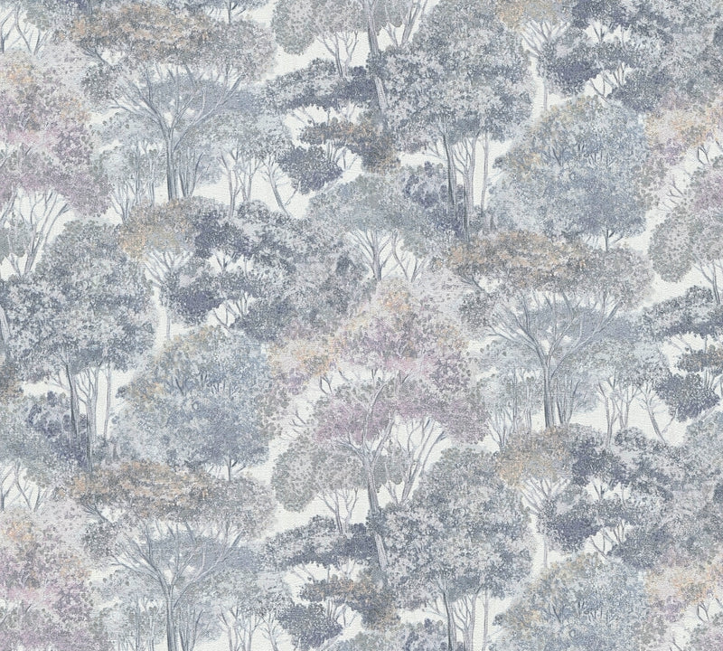 Woodland Blue / Grey The Trend Spectrum Wallpaper by A S Creation - flat