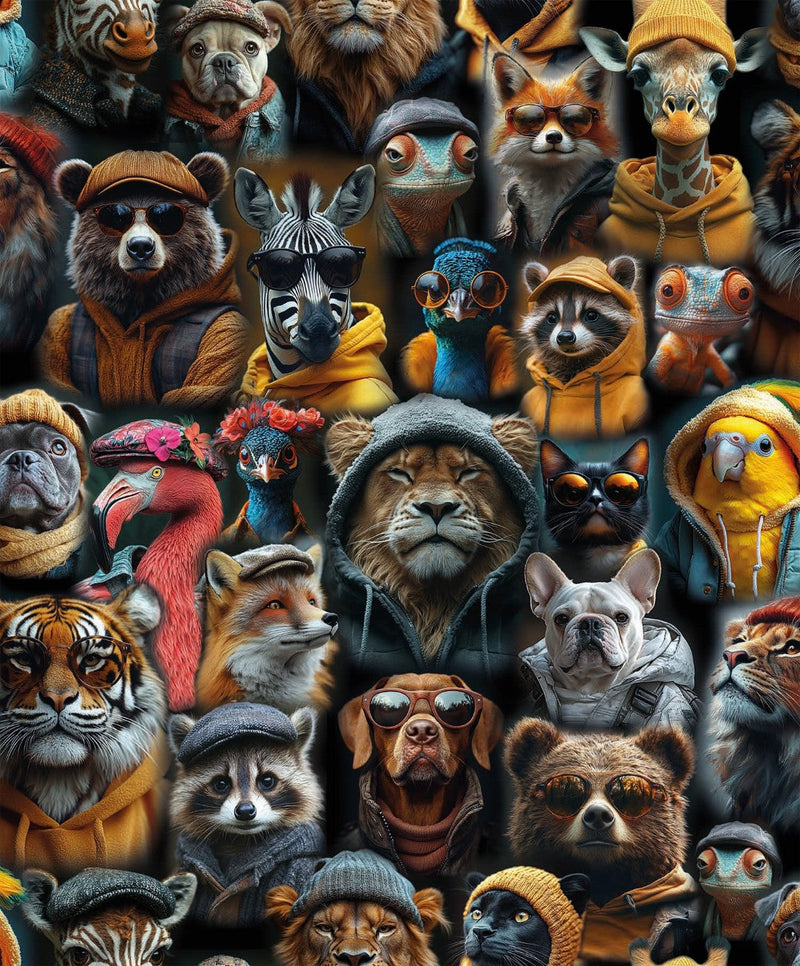 Dressed Animals Multicoloured Curiosity Wallpaper by A S Creation