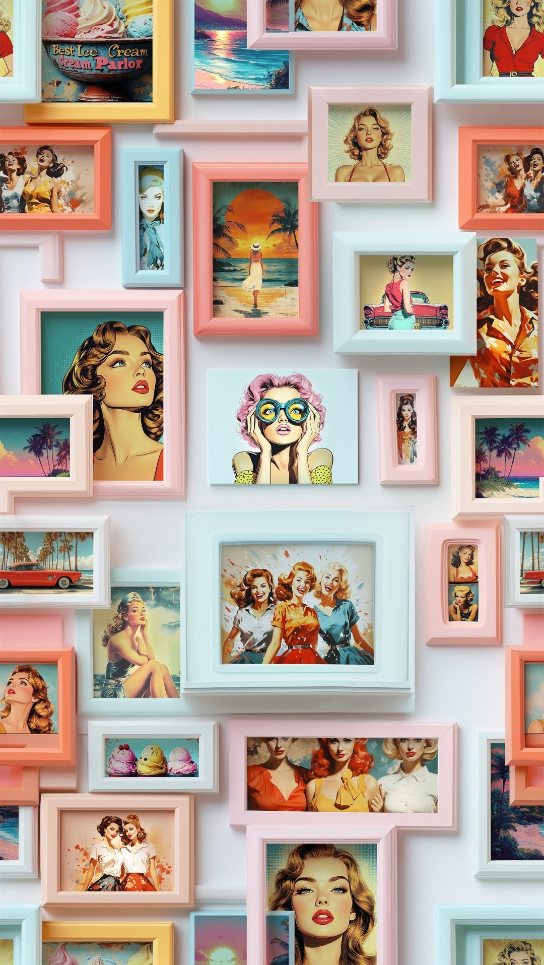 Retro Gallery Wall Pink Curiosity Wallpaper by A S Creation