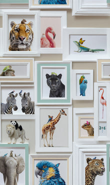 Animal Gallery Wall White Curiosity Wallpaper by A S Creation