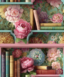 Floral Bookshelf Green Curiosity Wallpaper by A S Creation