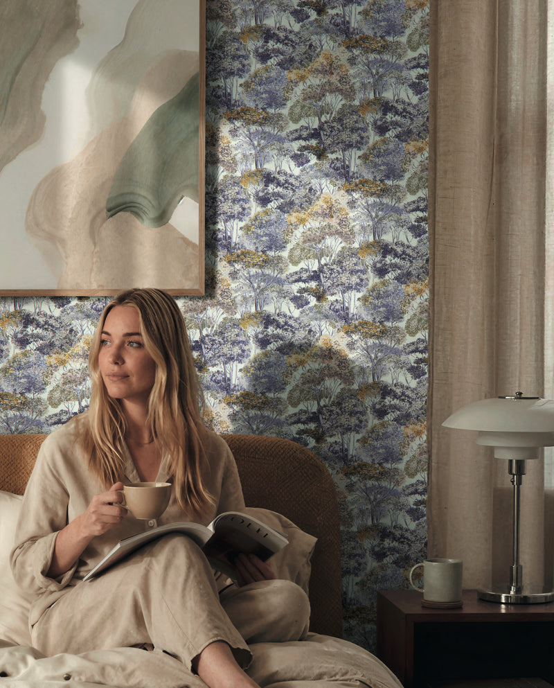 Woodland Blue / Ochre The Trend Spectrum Wallpaper by A S Creation - room