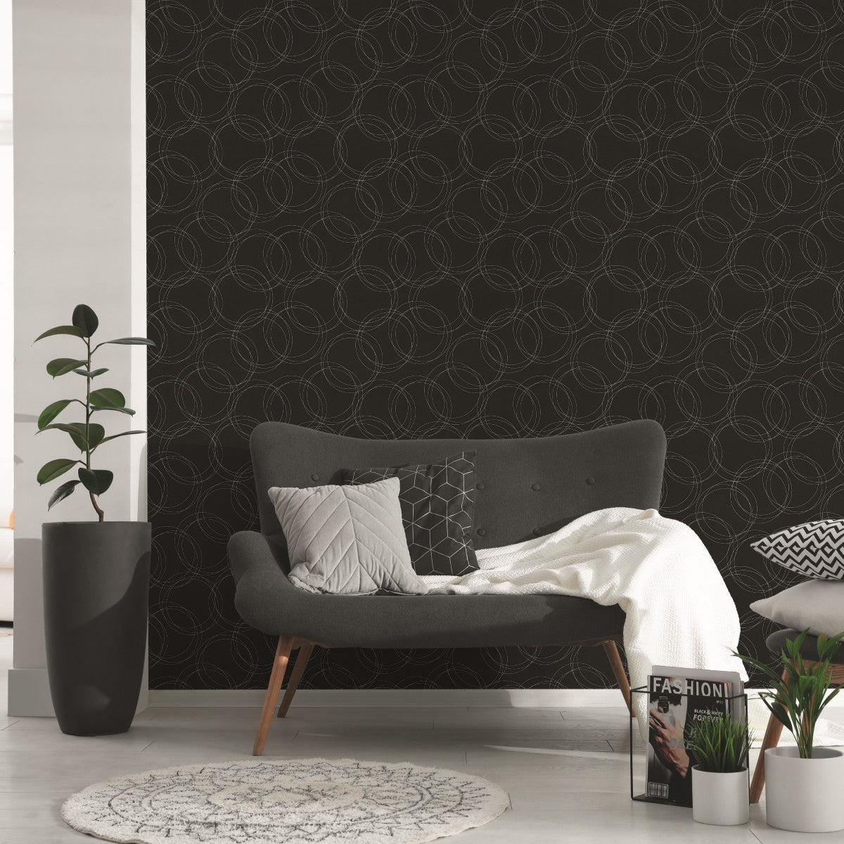 Metallic and Black Graphical Attractive 3 Wallpaper by A S Creation
