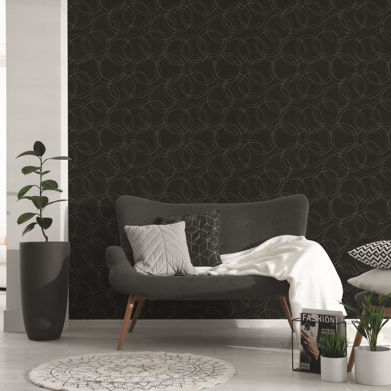 Metallic and Black Graphical Attractive 3 Wallpaper by A S Creation