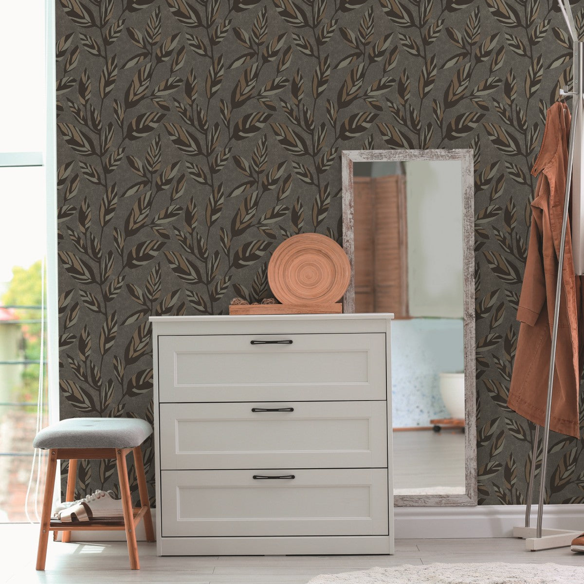 Grey, Metallic and Black Floral Attractive 3 Wallpaper by A S Creation