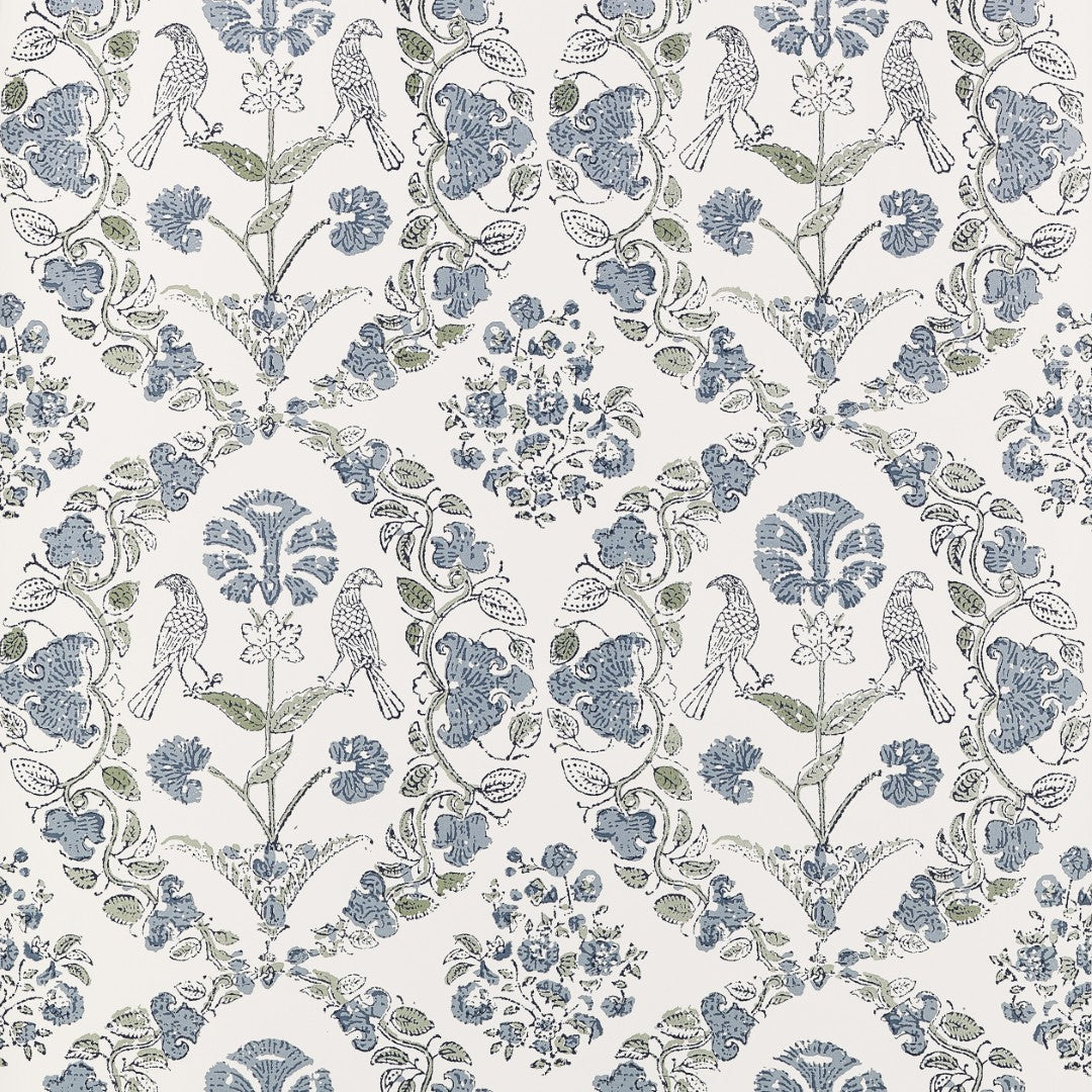 AT10740 Paloma Blue and Green Wallpaper by Anna French