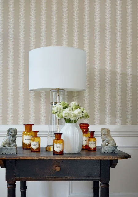 French Stripe Spa Blue Clermont Wallpaper by Anna French
