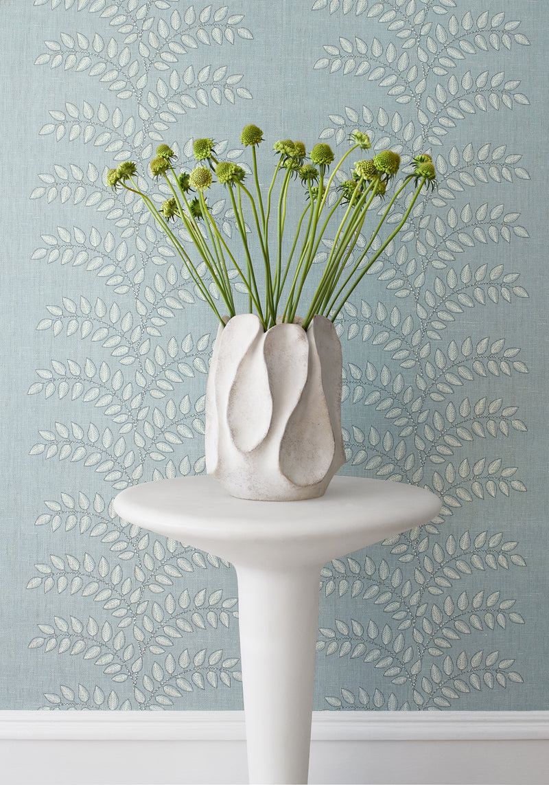 AT16102 Frondescence Robin's Egg Belvedere Wallpaper by Anna French