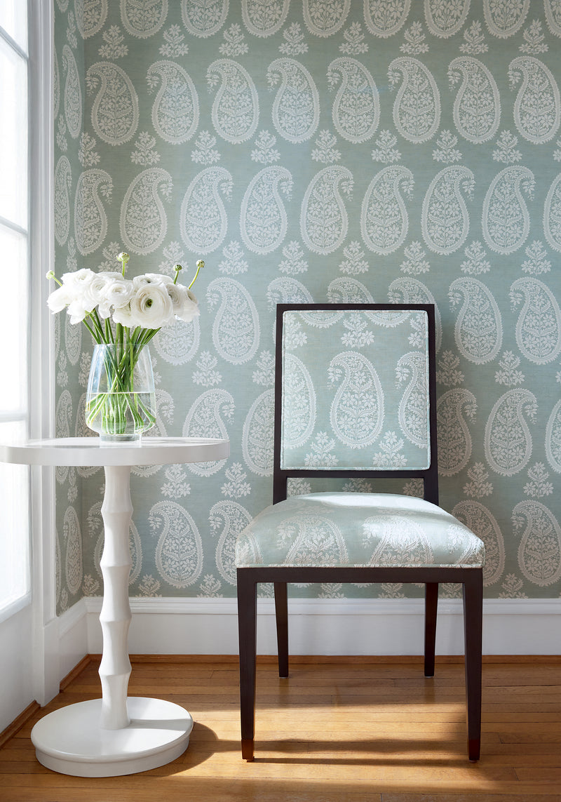 AT16112 Campania Paisley Sage Belvedere Wallpaper by Anna French