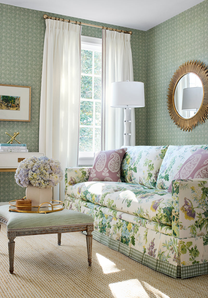 AT16124 Holly Trellis Sage Belvedere Wallpaper by Anna French