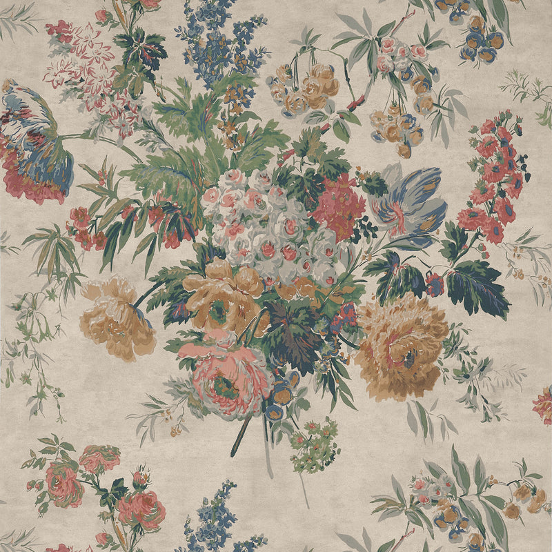 AT16133 Garden Club Apricot and Slate Belvedere Wallpaper by Anna French
