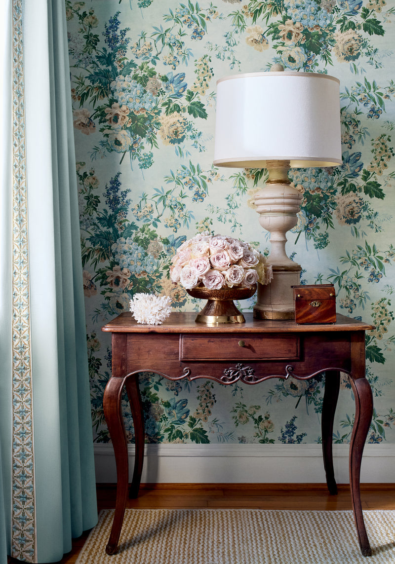 AT16134 Garden Club Blue Belvedere Wallpaper by Anna French