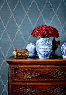 AT16142 Ribbon Sisal Navy Belvedere Wallpaper by Anna French