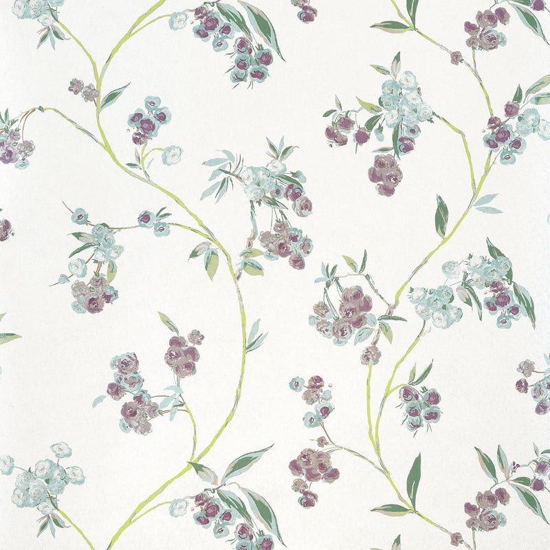 AT16154 Edo Bloom Lavender on Pearl Belvedere Wallpaper by Anna French