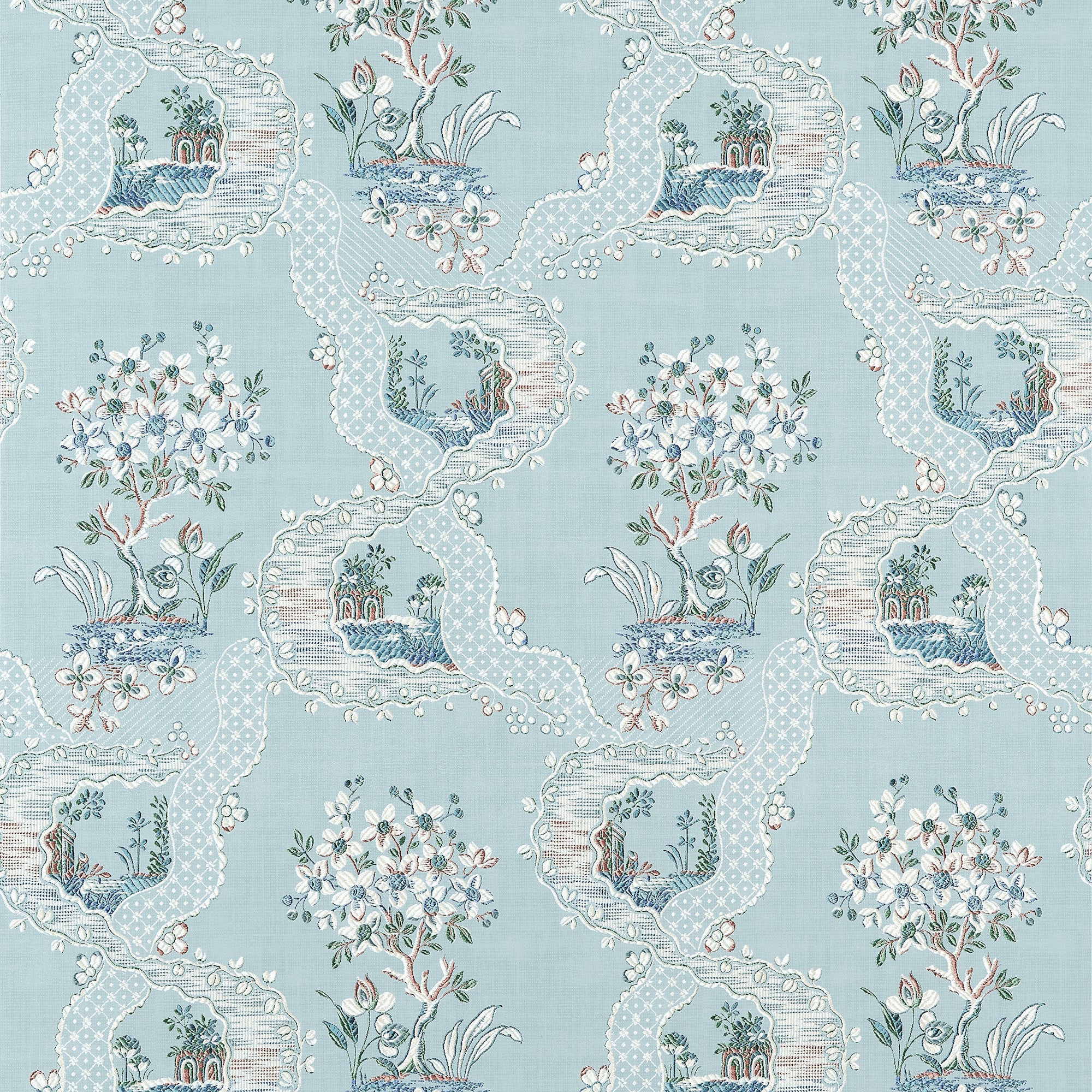 AT16156 Antoinette Blue Belvedere Wallpaper by Anna French