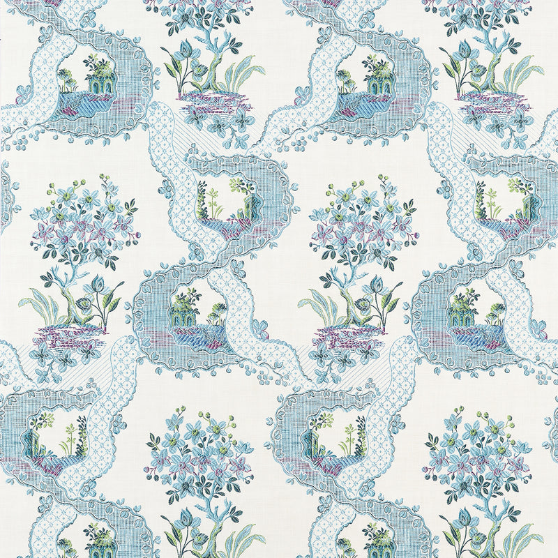 AT16157 Antoinette Blue and Plum Belvedere Wallpaper by Anna French
