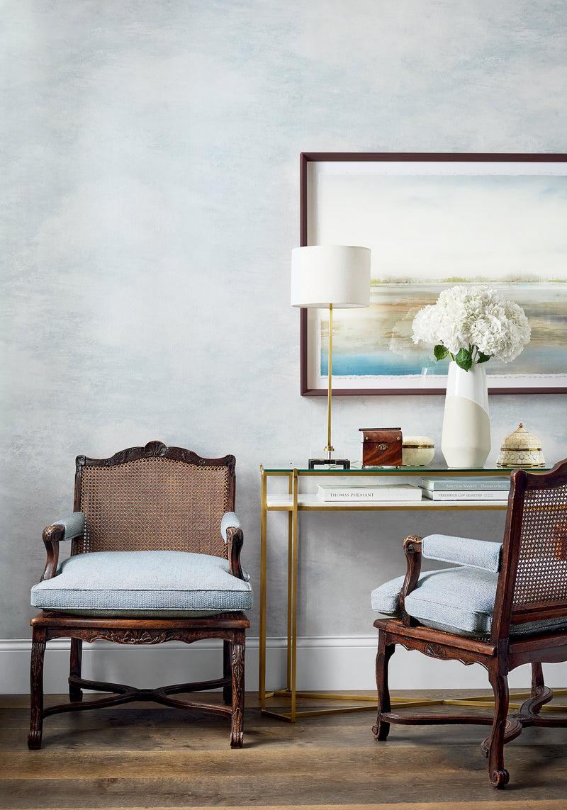 AT16162 Cloud 9 Blue on Pearl Belvedere Wallpaper by Anna French