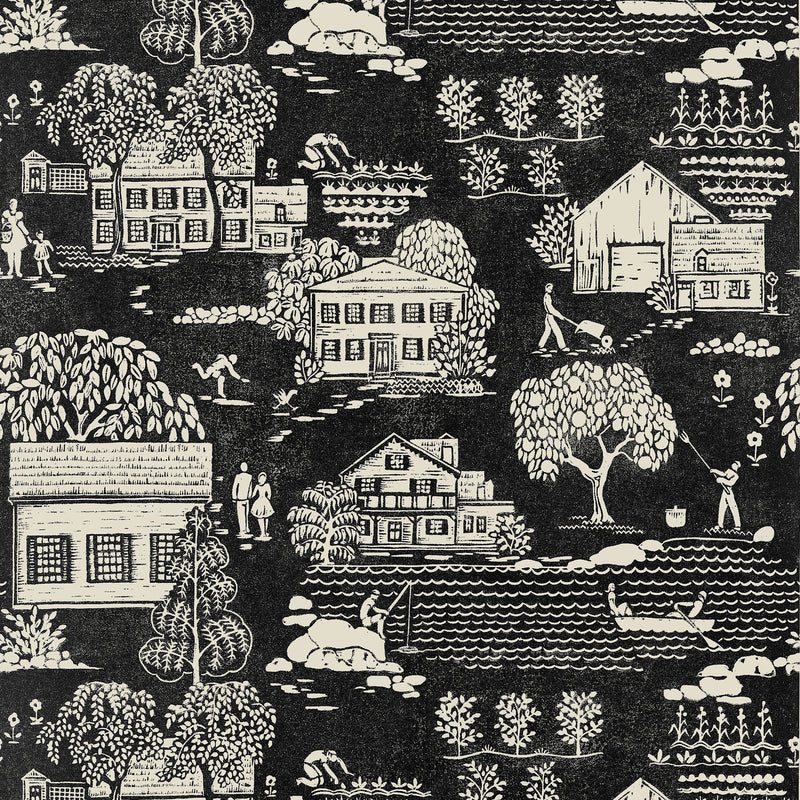 AT16163 Farmingdale Black Belvedere Wallpaper by Anna French