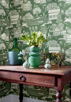 AT16164 Farmingdale Green Belvedere Wallpaper by Anna French