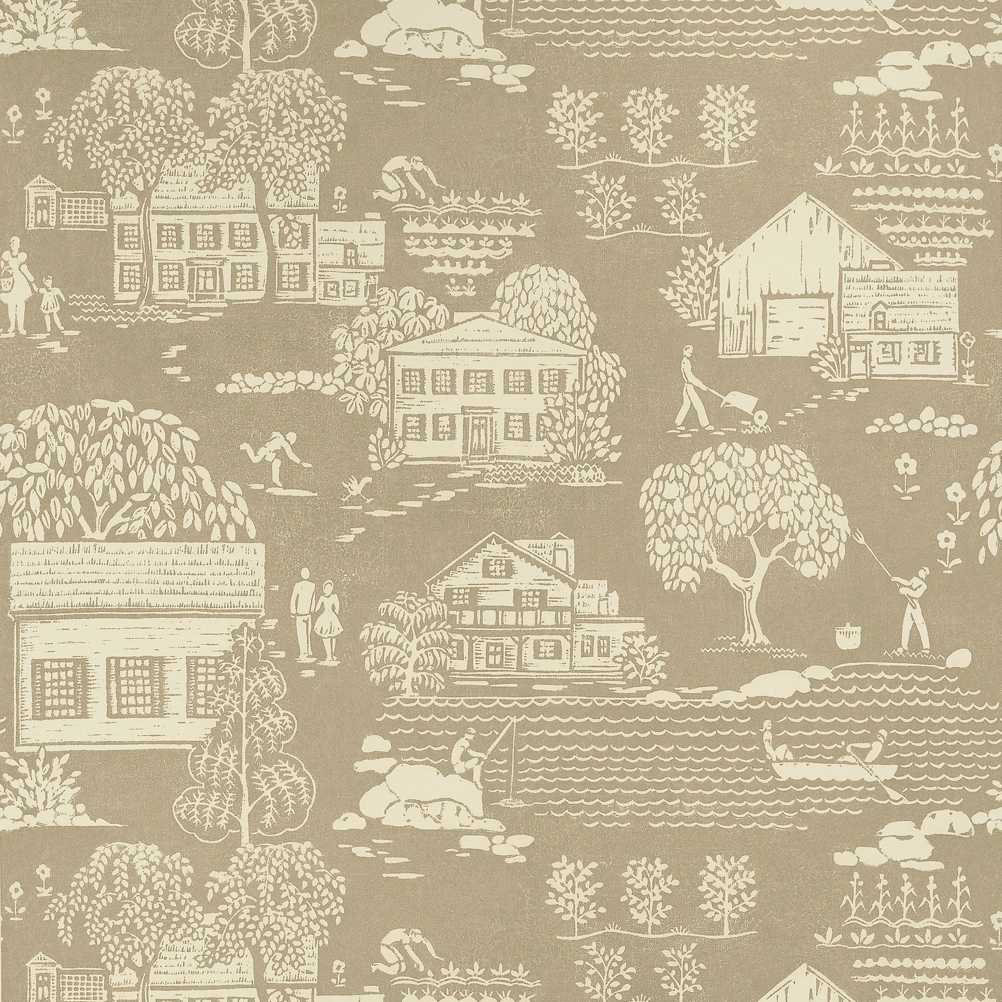 AT16165 Farmingdale Beige Belvedere Wallpaper by Anna French