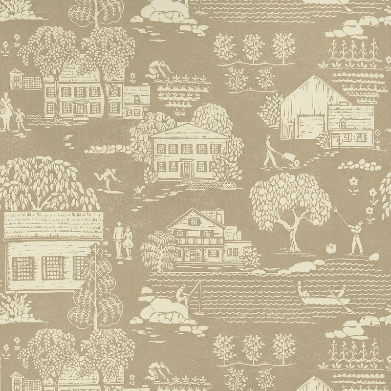AT16165 Farmingdale Beige Belvedere Wallpaper by Anna French