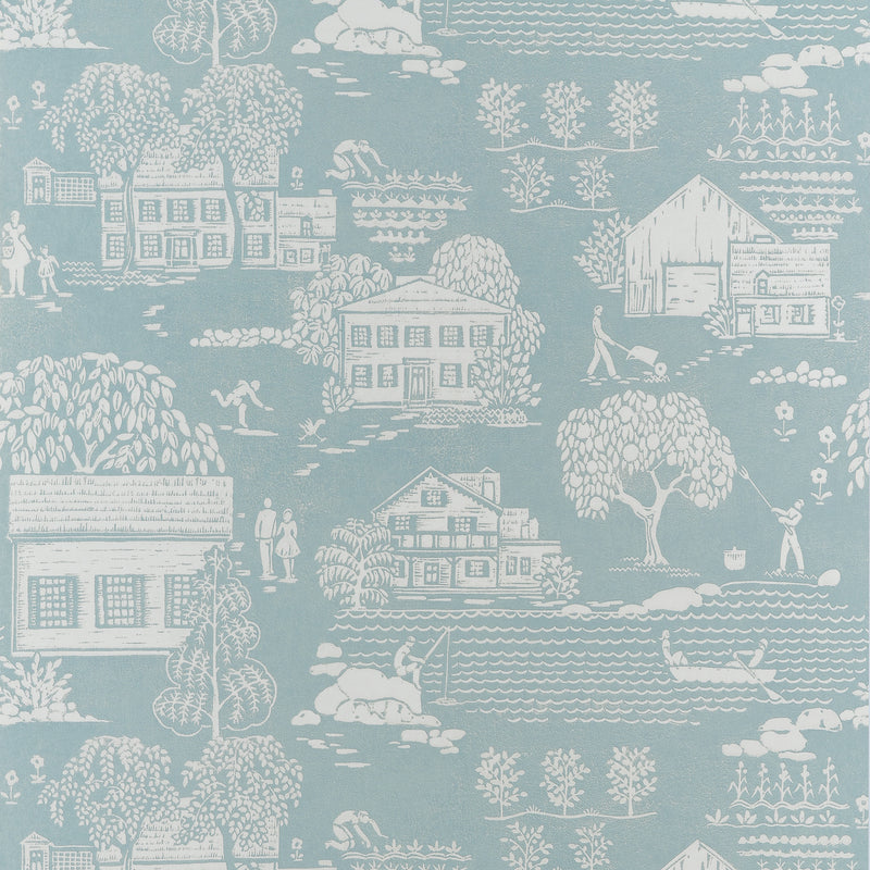 AT16166 Farmingdale Spa Blue Belvedere Wallpaper by Anna French