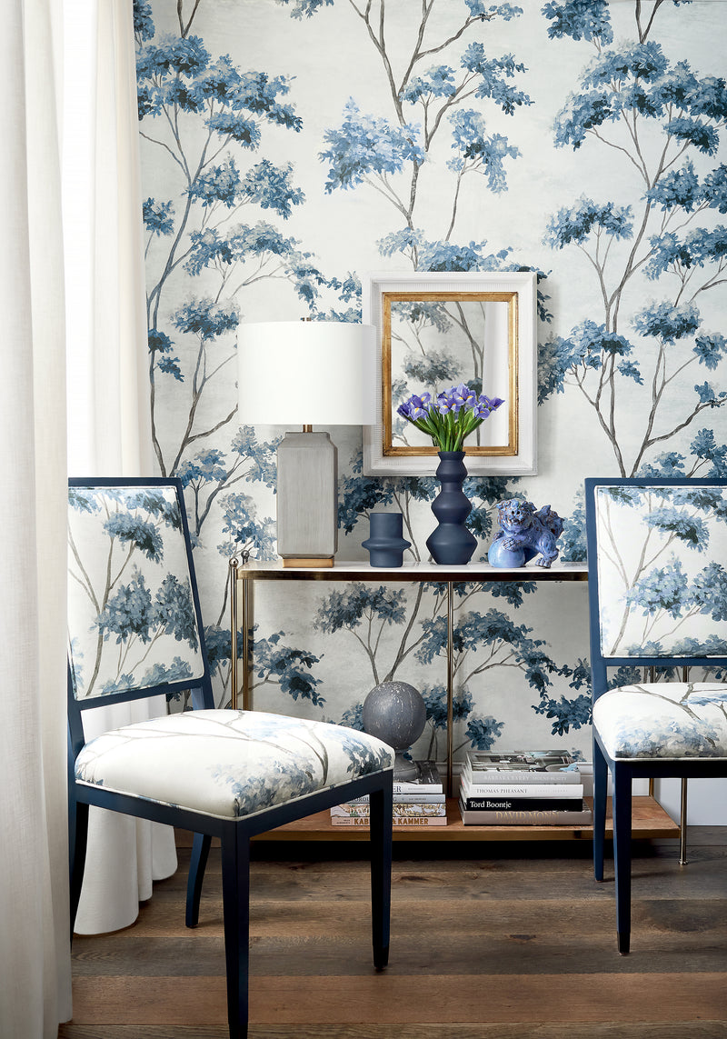 AT16168 Dalton Spa Blue on Pearl Belvedere Wallpaper by Anna French