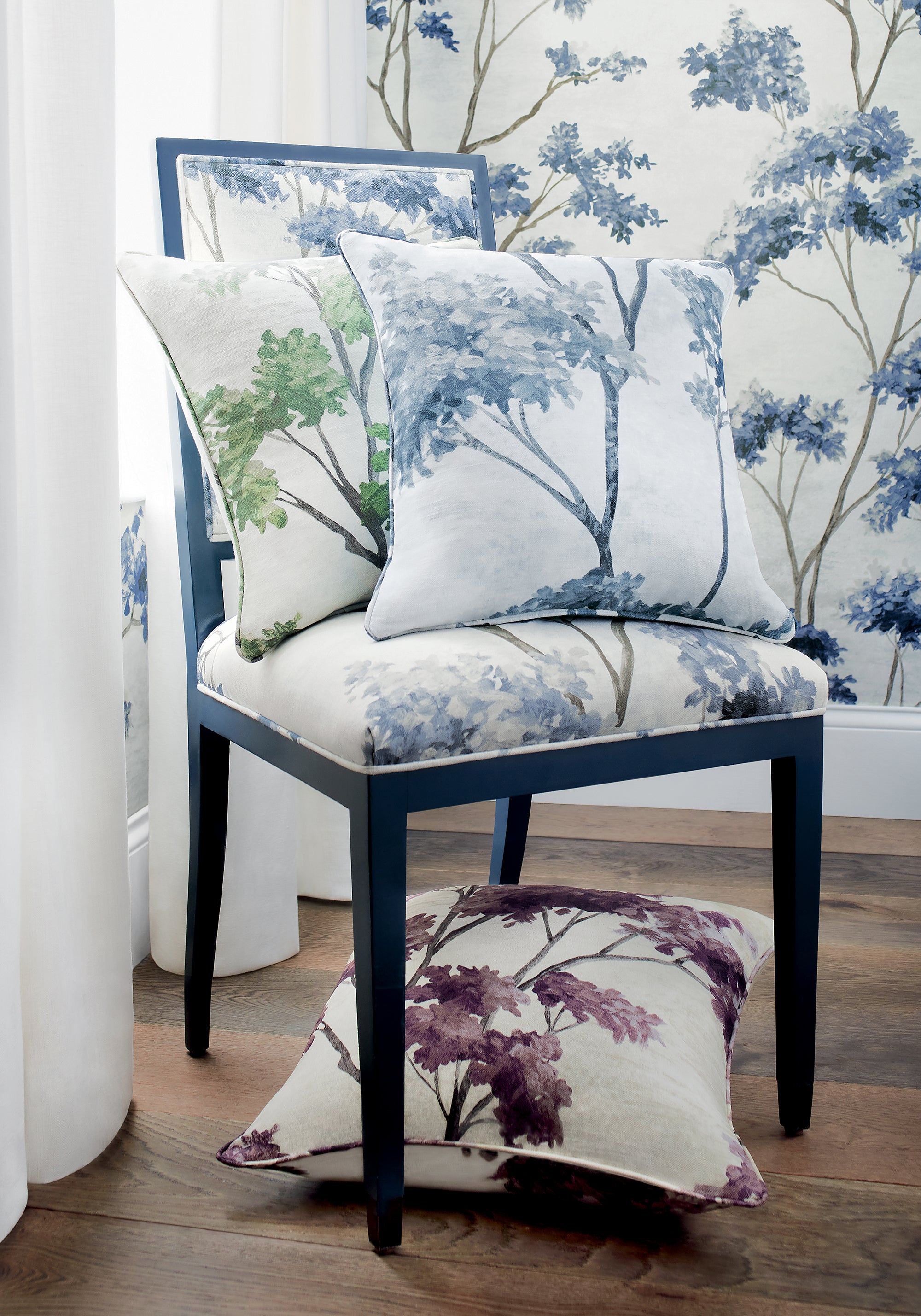 AT16168 Dalton Spa Blue on Pearl Belvedere Wallpaper by Anna French