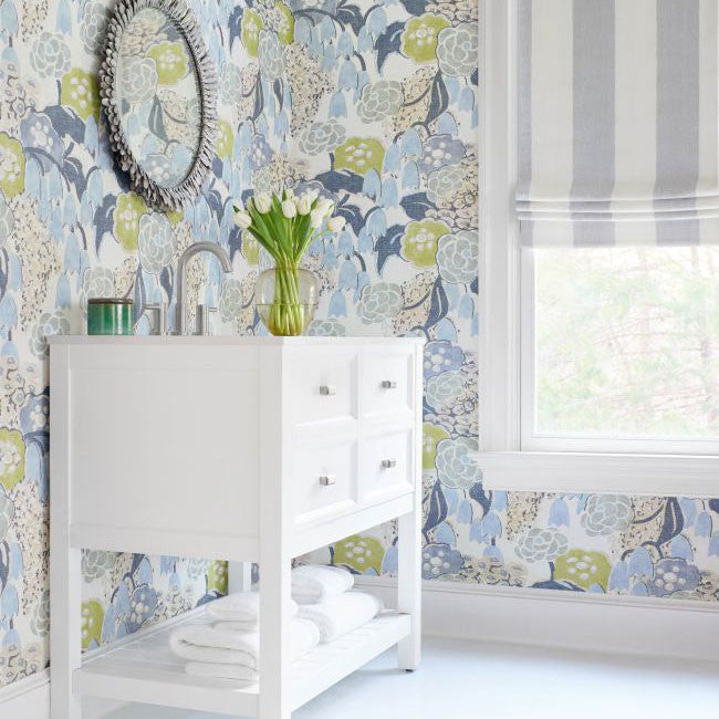 AT23104 Laura Willow Tree Citrus and Blue Wallpaper by Anna French