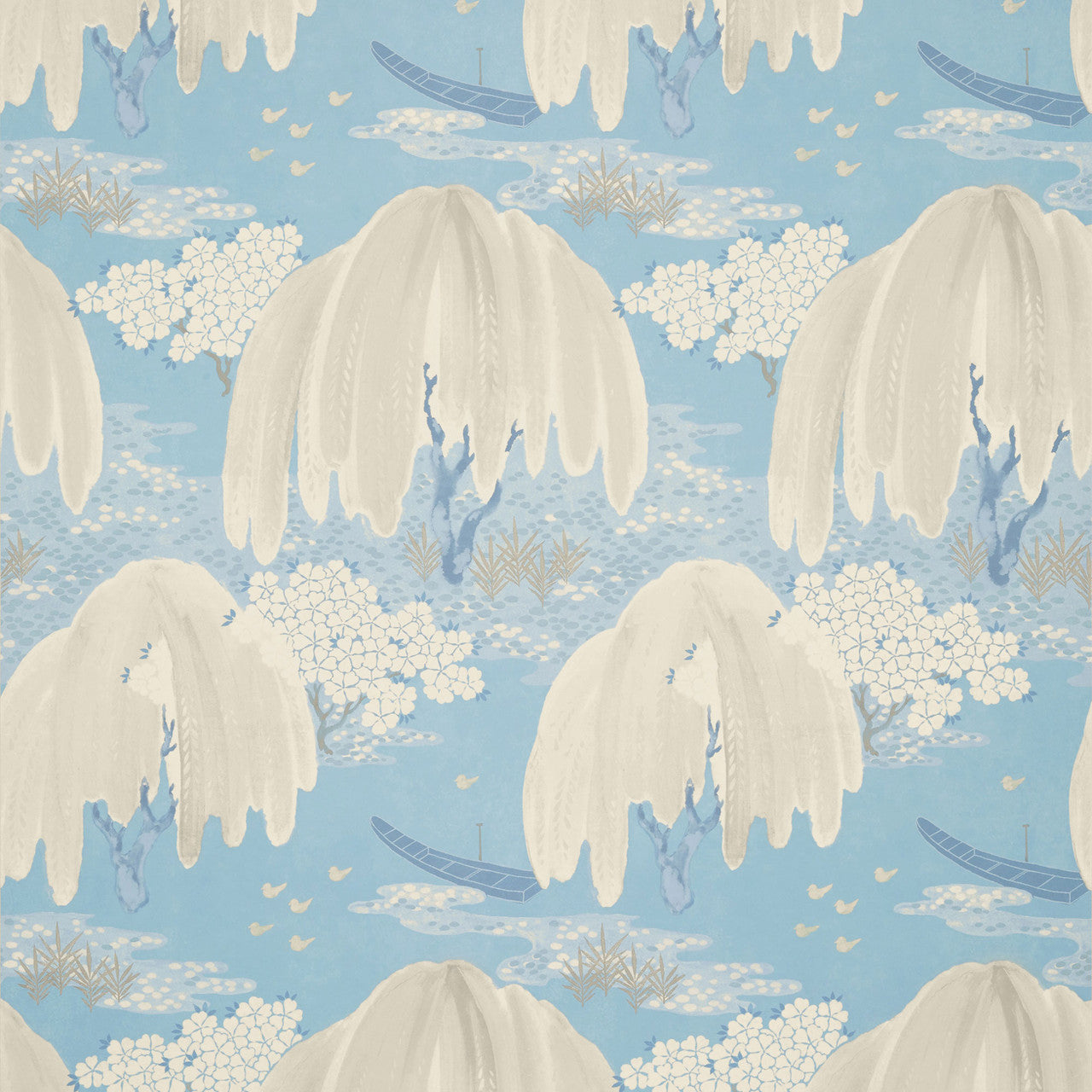 AT23108 Willow Tree Soft Blue Wallpaper by Anna French