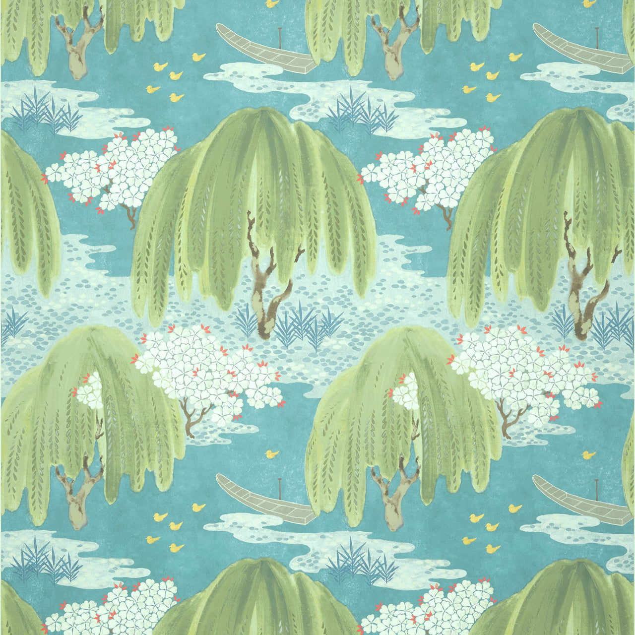 AT23109 Willow Tree Turquoise Wallpaper by Anna French