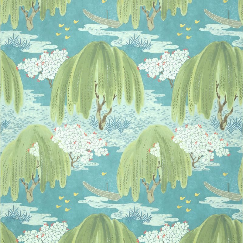 AT23109 Willow Tree Turquoise Wallpaper by Anna French